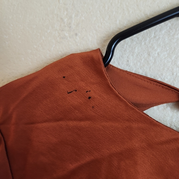 Significant Other Satin Open Back Balloon Sleeves Formal Evening Maxi Dress - Picture 9 of 11